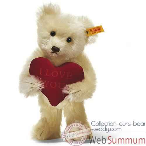 Peluche Steiff Ours Teddy I love you mohair creme -st002885
