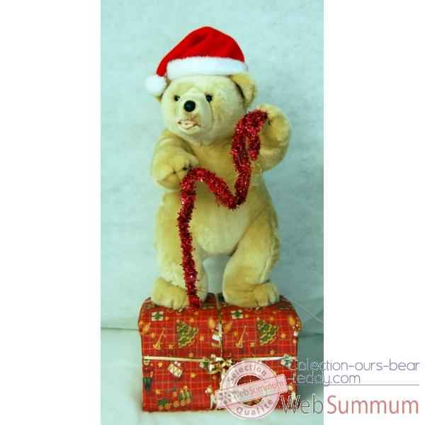 Automate décors de Noël Ours debout avec bonnet rouge -OU5A