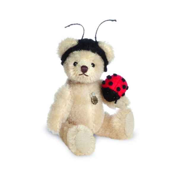 Ours en peluche de collection teddy avec coccinelle 10 cm hermann -15493 8