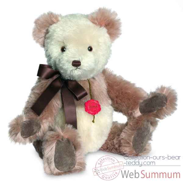 Ours teddy bear nostalgique blanc-rosé 45 cm avec bruiteur Hermann -16645 0