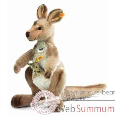 Kangourou kango avec bébé, beige chiné STEIFF -064623