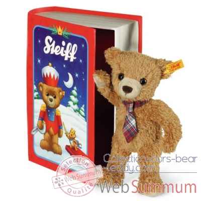 Ours teddy carlo dans sa boite livre enchantee, brun dore STEIFF -109942
