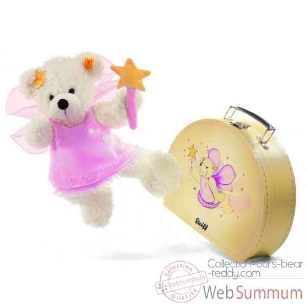 Peluche steiff ours teddy fée des étoiles lotte dans sa valise, blanc -111938